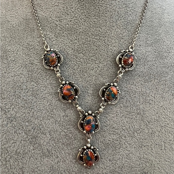 ❤️ Pink Dream Dahlia Kingman Turquoise 925 Navajo Lariat Necklace 20+2” 26.8gm - Picture 4 of 15